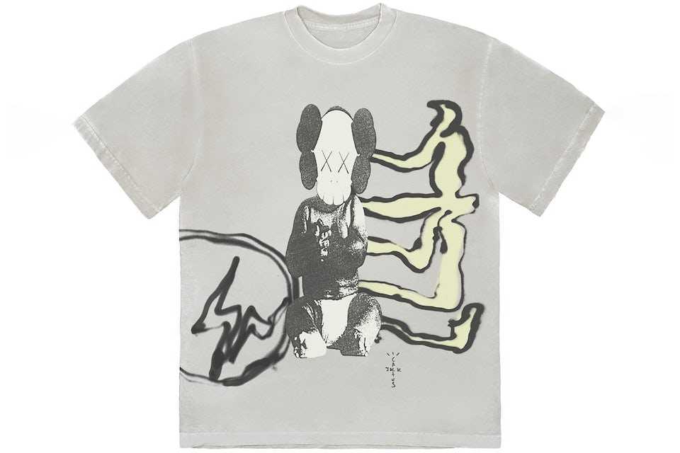 Maglietta Travis Scott Cactus Jack + Kaws For Fragment giallo antico - HubResellmaglietteTravis