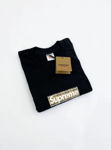 Supreme T-Shirt Burberry Box Logo Black-Hubresell